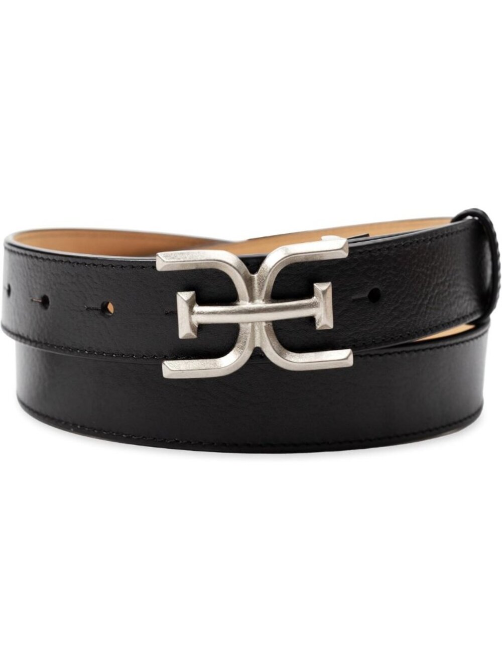 Stylish Double-E Plaque Buckle Slim Textured Belt for Jeans & Dresses